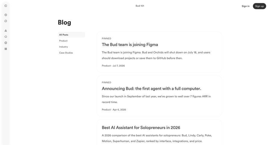 Bud
				blog ui page example