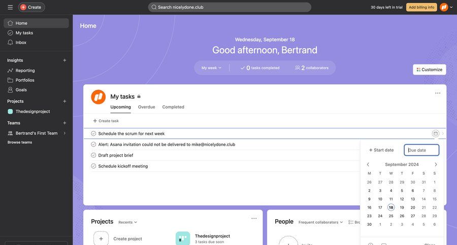 Asana
			 task management team collaboration dashboard project management project tracking calendar screen dropdown filters features management sidebar insight menu collaborators group members task management dashboard modern ui page example