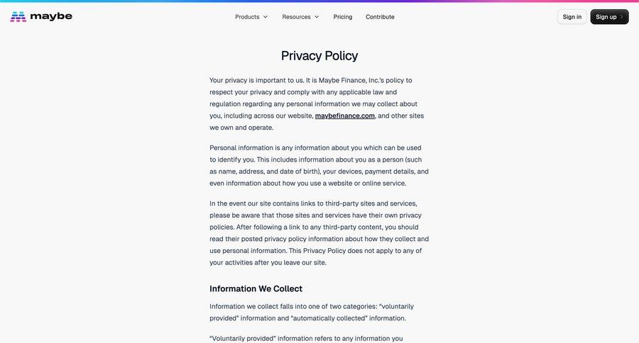 Maybe Finance
				about & company mission ui page example