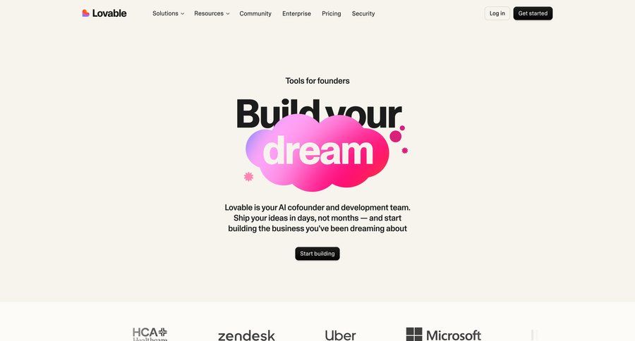 Lovable
				landing page ui page example