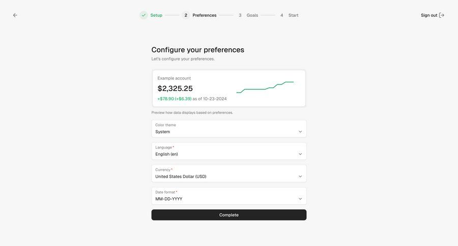 Maybe Finance
				settings ui page example