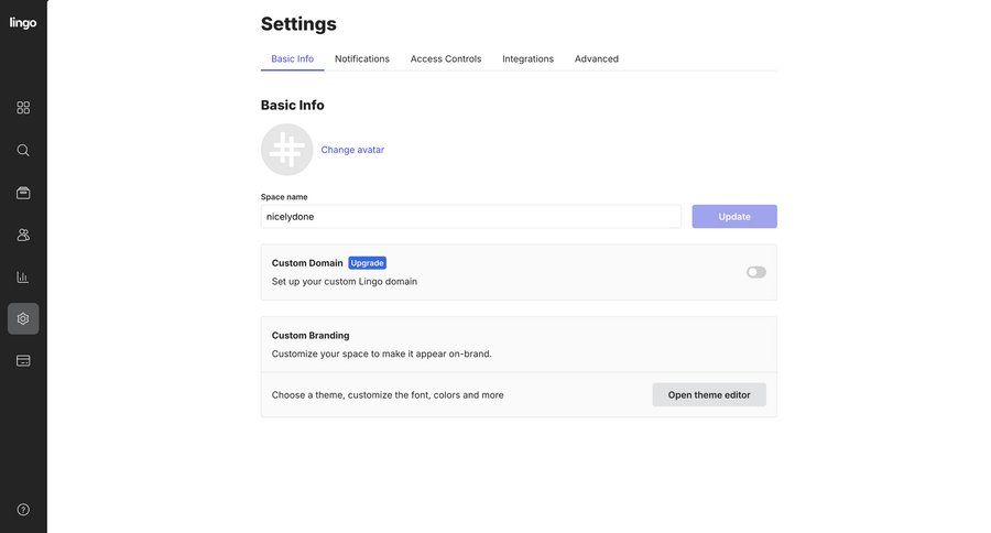 Lingo
			settings form upgrade your account account settings configuration settings account management onboarding form account setup user profile update ui page example