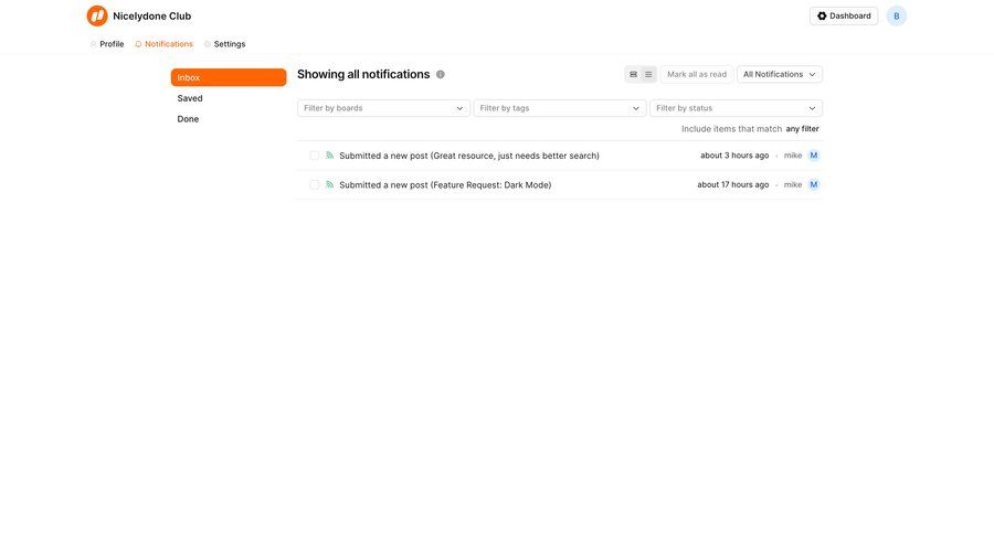 FeatureOS
			 grid onboarding notification management inbox notification center ui page example