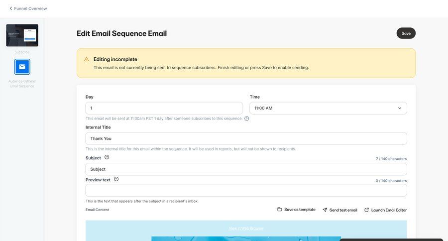 Kajabi
			 e-commerce sidebar navigation form editor form layout customer communication email wysiwyg alert contextual help ui page example