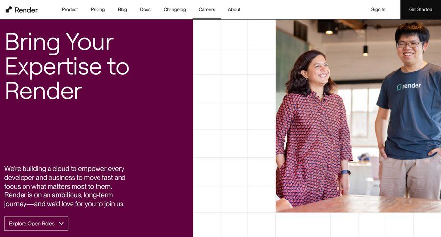 Render
			team values careers career jobs collaborators option menu job ui page example