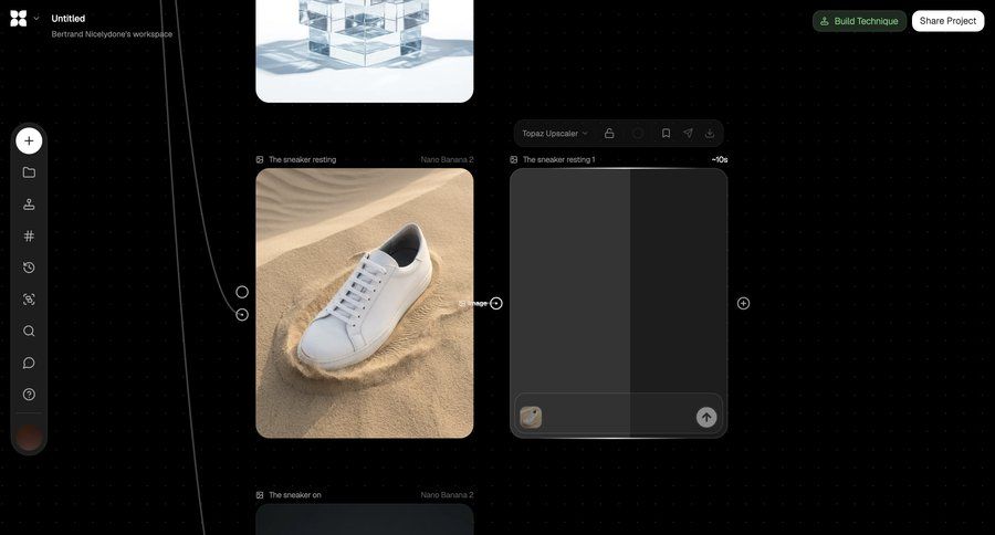 Flora
			gallery actions history artificial intelligence workflow builder node based editor ui page example