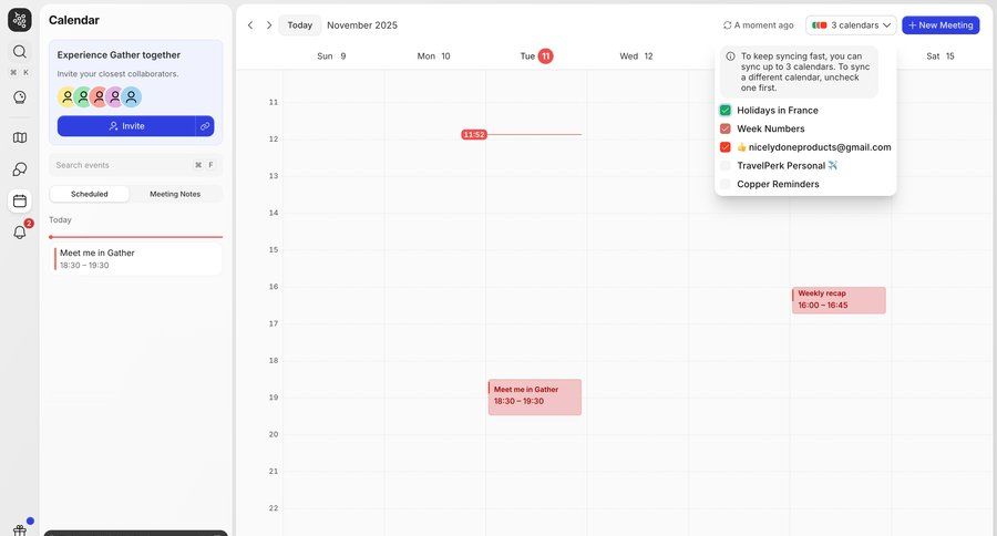 Gather
			 team collaboration calendar management ui page example