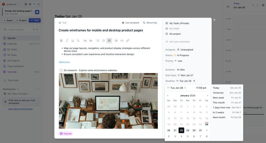 Motion
			workspace settings task management project management form sidebar date picker ui page example