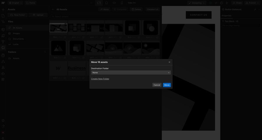 Webflow
			bulk actions grid file management file organization bulk import bulk delete bulk upload bulk archive bulk move upload documents ui page example