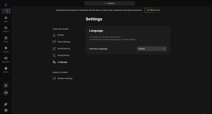 Riverside
			settings language settings account settings ui page example
