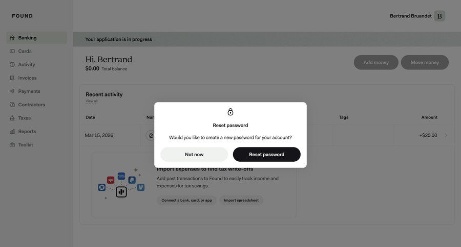 Found
				password reset ui page example
