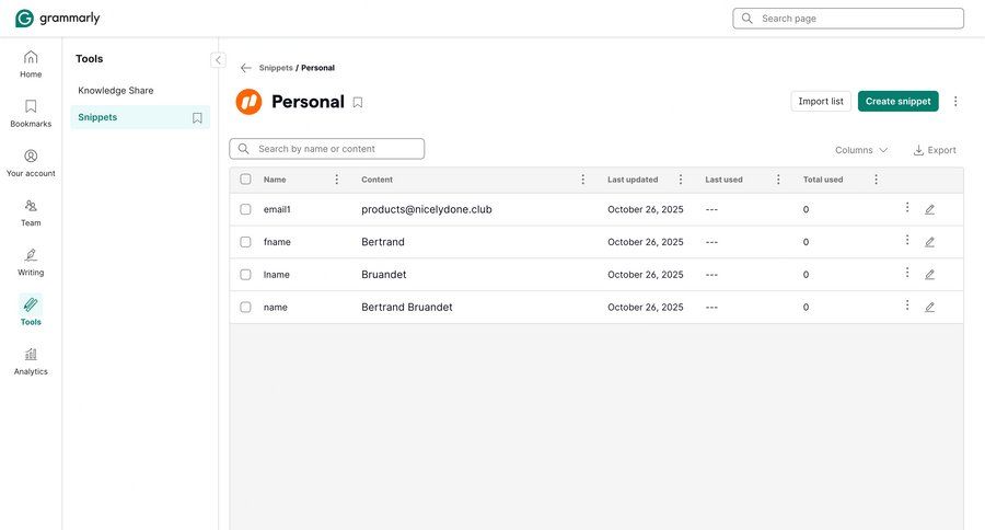Grammarly
			 content management knowledge base ui page example