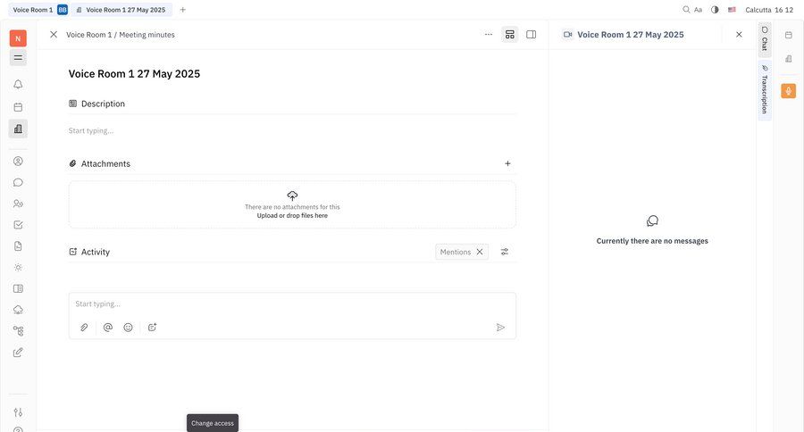Huly
			 collaboration grid file upload real-time collaboration full-screen layout attachment sidebar communication meeting ui page example