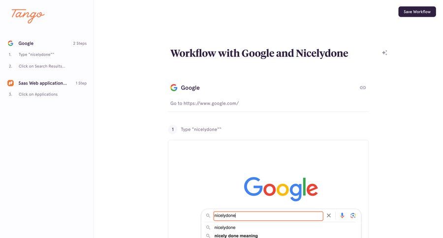 Tango
			 workflow workflow screen workflow steps tutorial documentation search results ui search results ui page example