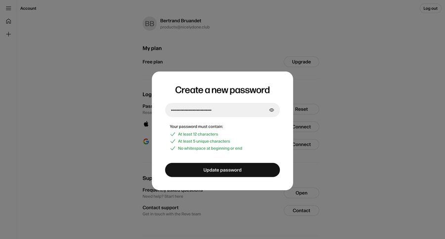 Reve
			 account settings change password ui page example