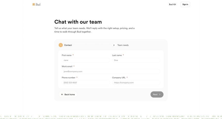 Bud
				contact ui page example