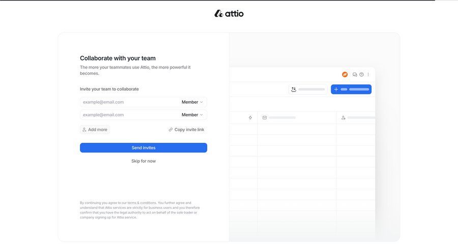 Attio
				onboarding ui page example