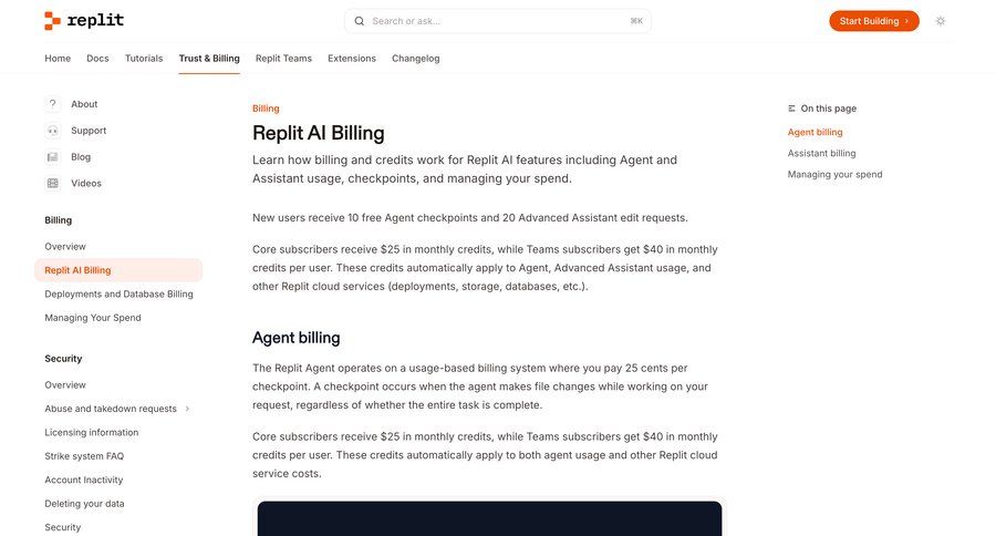 Replit
			 doc documentation changelog docs pay bill ui page example