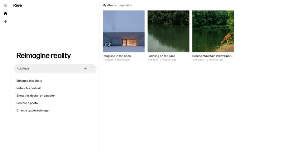 Reve
			 image gallery ai suggestions ui page example