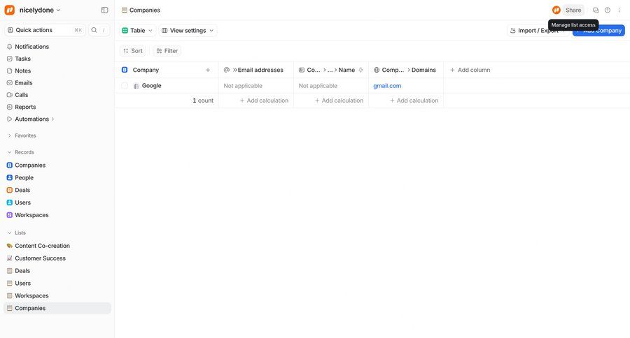 Attio
			 data management sidebar navigation menu table ui page example