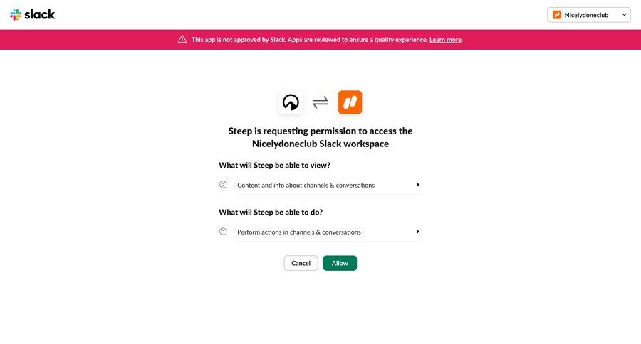 Steep
			integration settings access control communication integration ui page example