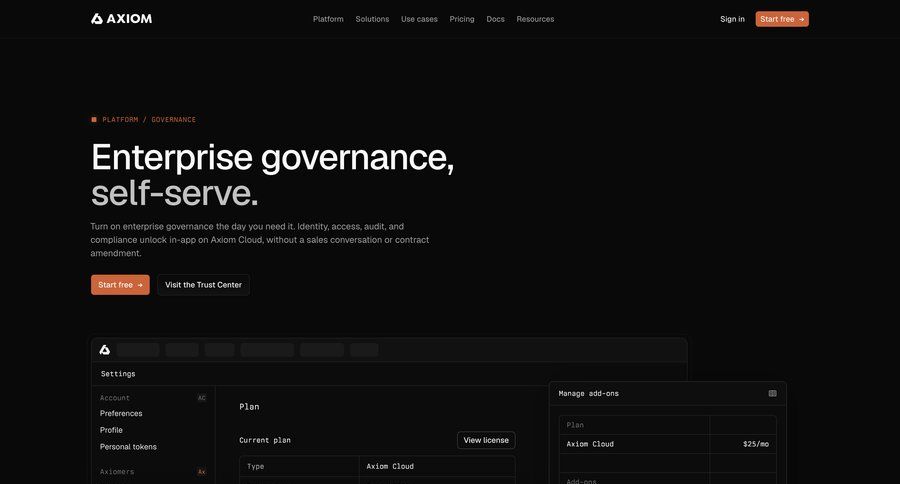 Axiom
				plans & pricing ui page example