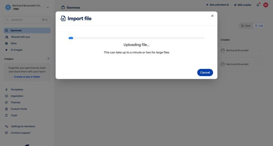 Gamma
			 progress indicator progress bar file upload file management loading import file ui page example