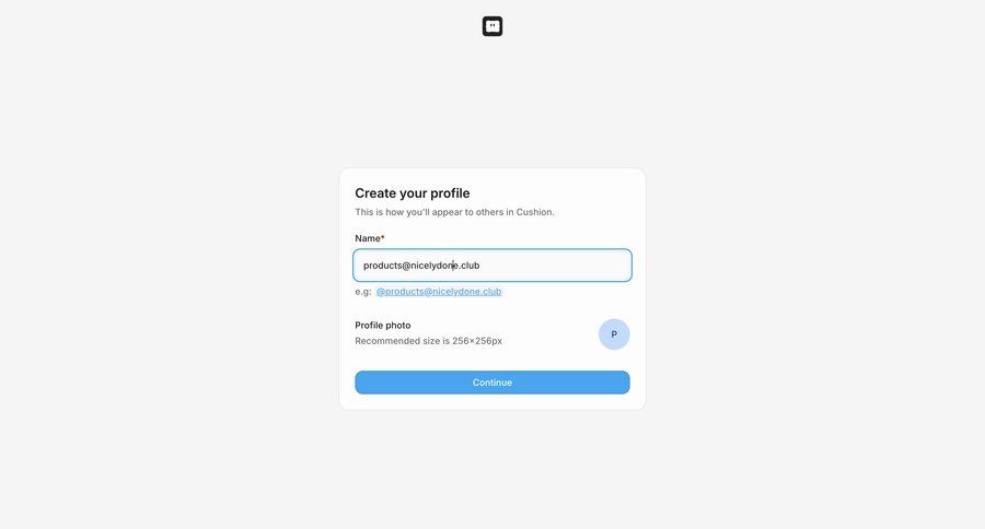 Cushion
			 account creation account setup profile creation avatar upload saas onboarding ui page example