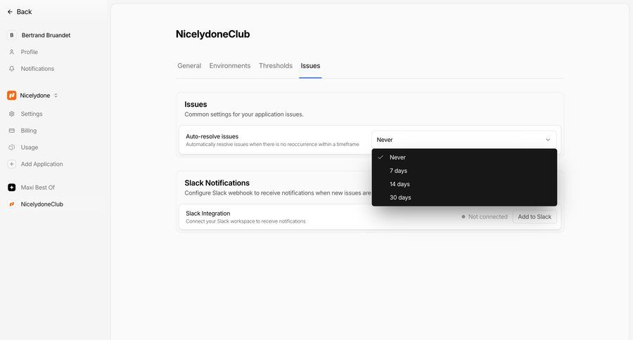 Nightwatch
			 issue tracking ui page example
