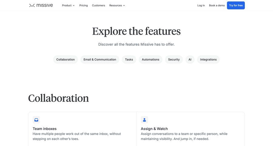 Missive
			 email management ui page example