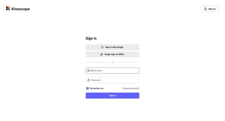 Kinescope
				signin ui page example