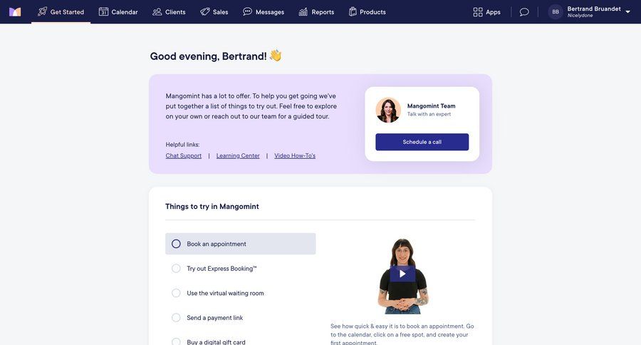 Mangomint
			 dashboard onboarding account setup progress tracking guide progress ui page example