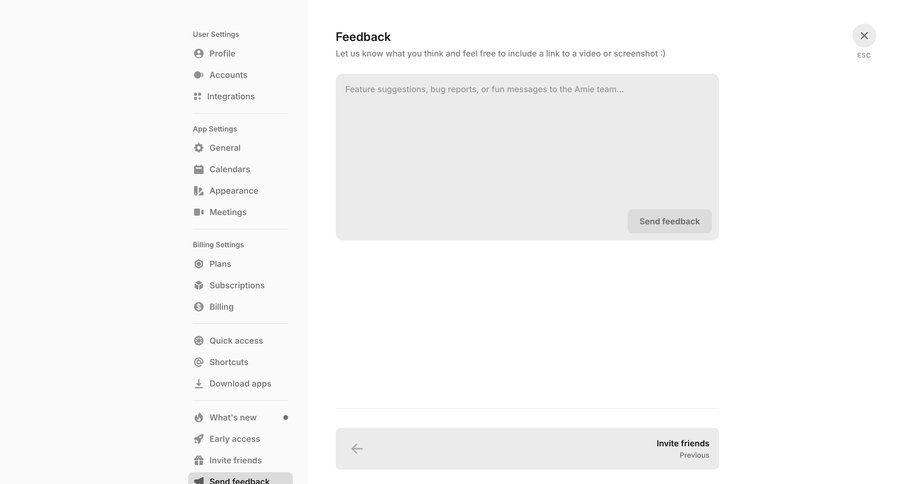 Amie
			share feedback settings sidebar navigation form user feedback sidebar menu shortcuts download report suggestion ui page example