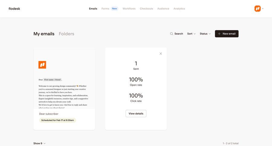 Flodesk
			 e-commerce analytics dashboard personal space data visualization analytics ui page example