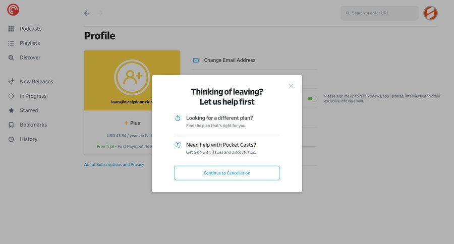Pocket Casts
				profile ui page example