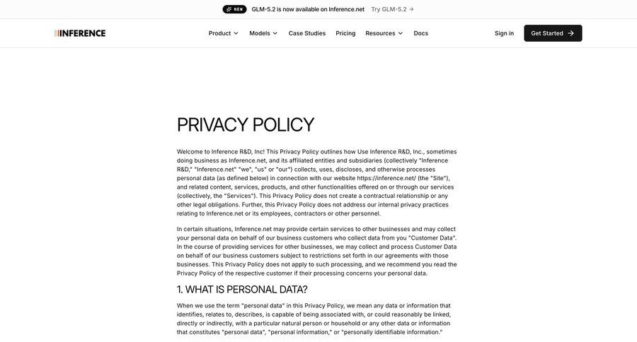 Inference
			legal privacy policy content data privacy ui page example