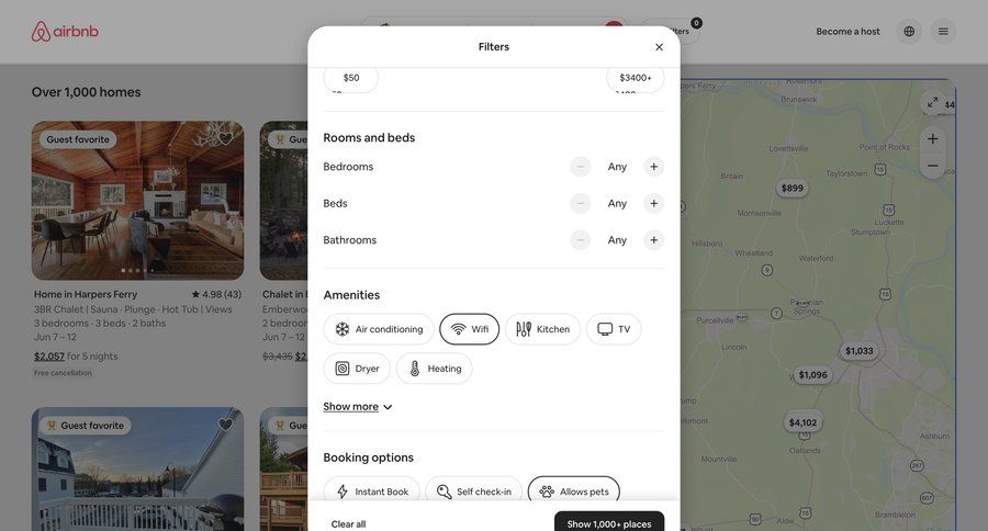 Airbnb
			settings list search collection filters search filters ui page example