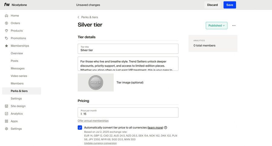 Fourthwall
			 configuration settings e-commerce form free trial sidebar ui page example