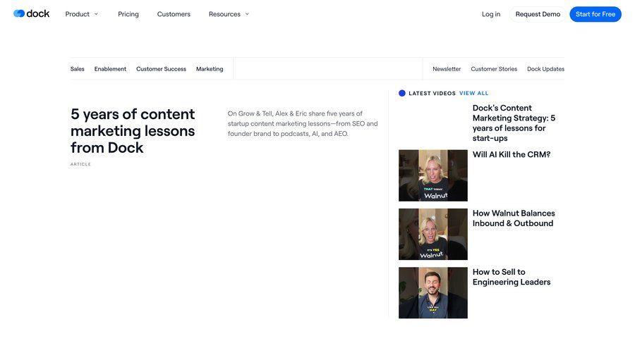 Dock
			resources blog content newsletter signup ui page example
