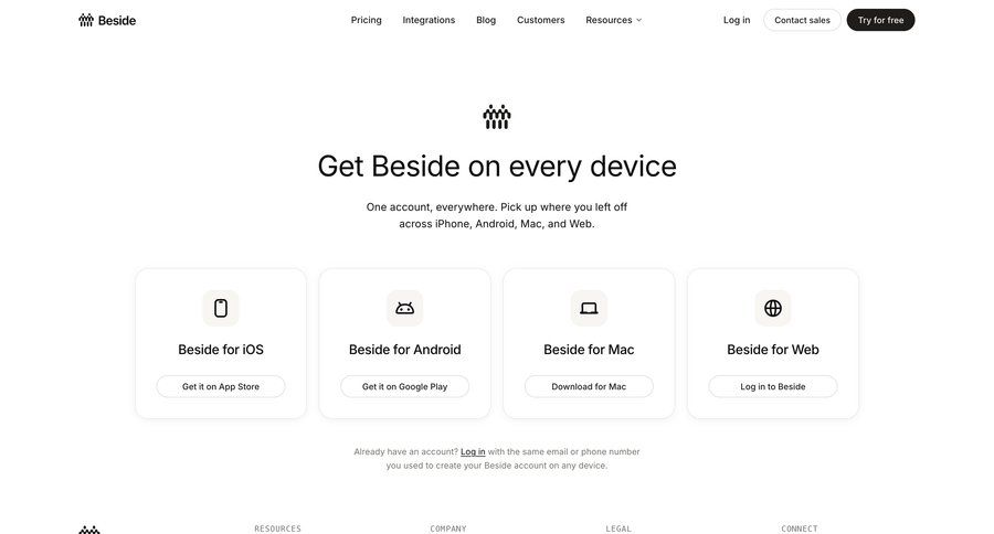 Beside
				application download ui page example