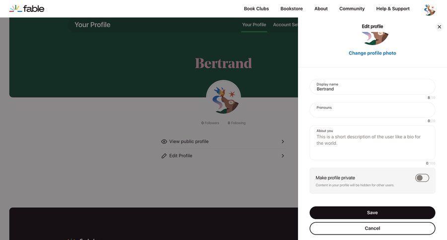 Fable
				settings page example