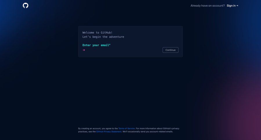 Github
				signup page example