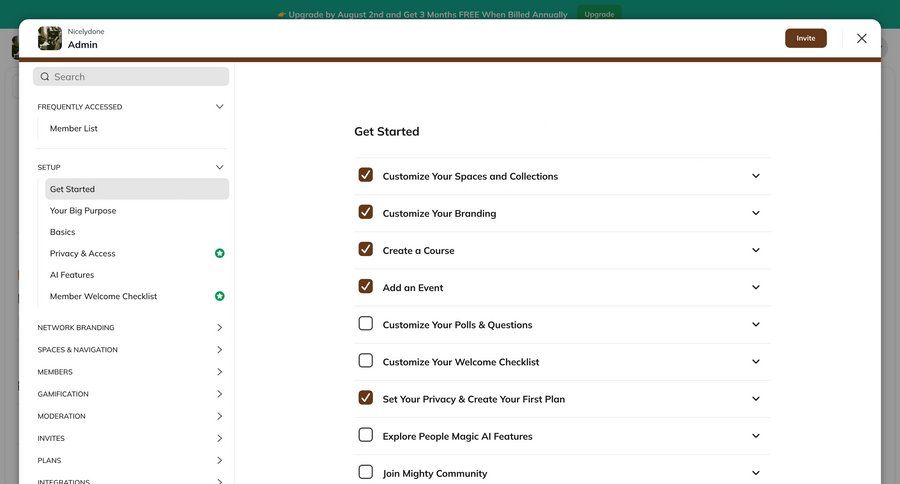 Mighty
			 task management onboarding task completion setup ui page example