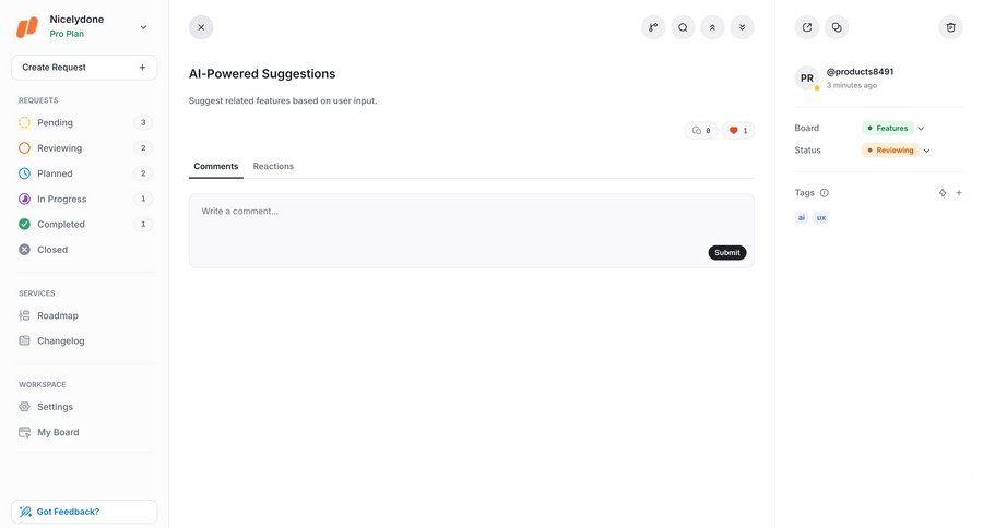 UserJot
			 artificial intelligence suggestion ui page example