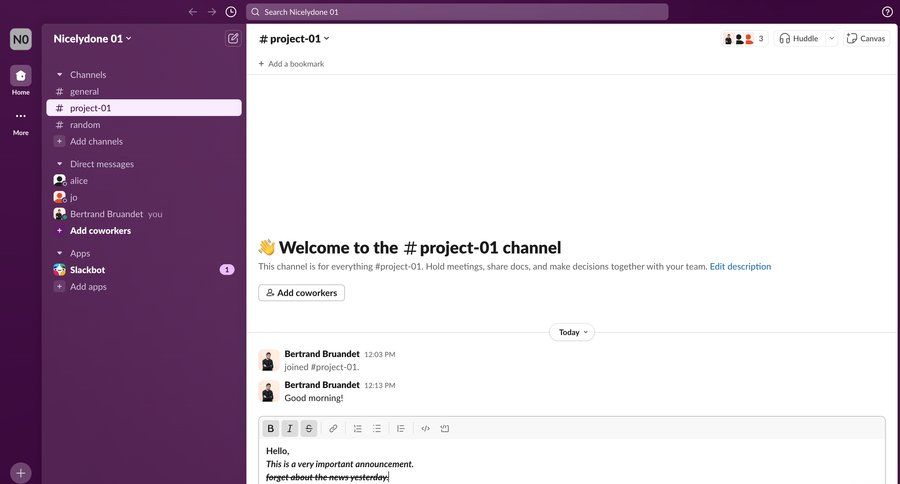 Slack
			 collaboration sidebar navigation project collaboration conversational interface sidebar message communication menu ui page example