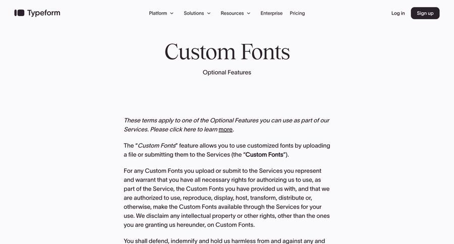 Typeform
				legal ui page example