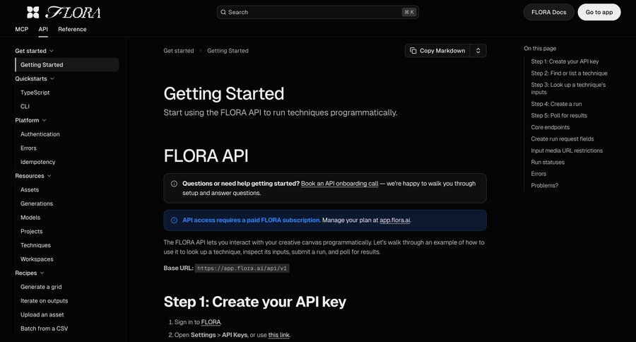 Flora
			 developer portal ui page example