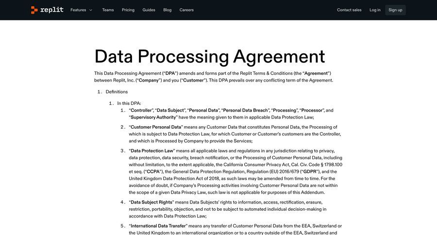 Replit
			 data import user termination doc docs ui page example