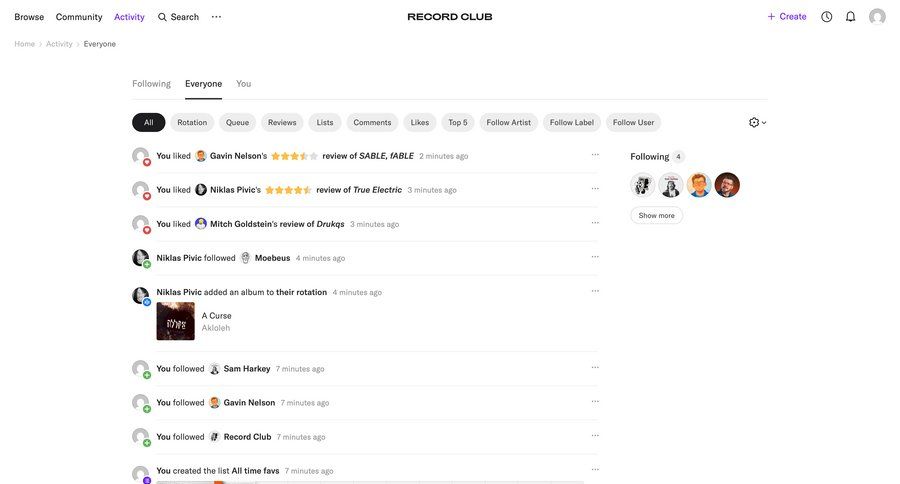 Record club
			activity feed comments & reactions timeline user profile recent activity social feed newsfeed activity stream timeline ui ui page example