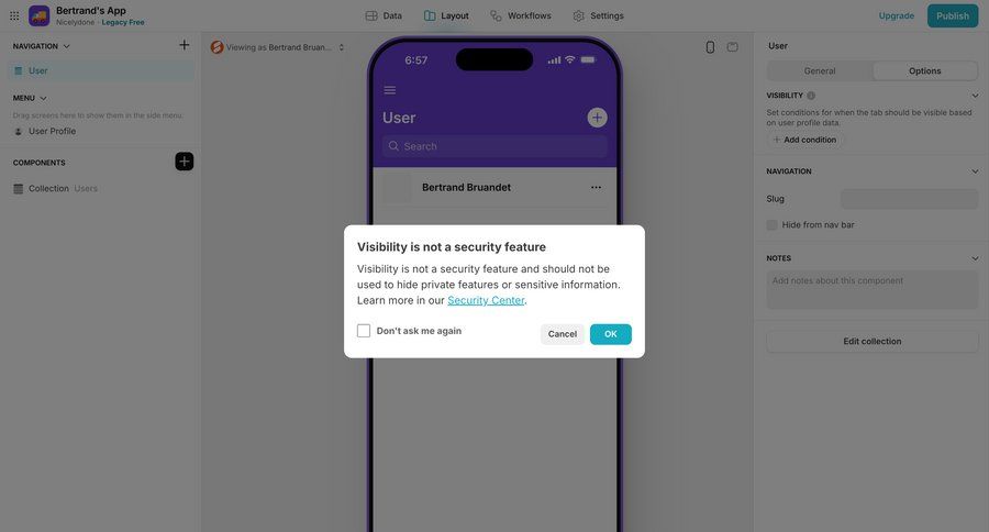 Glide
			 settings security configuration screen ui page example